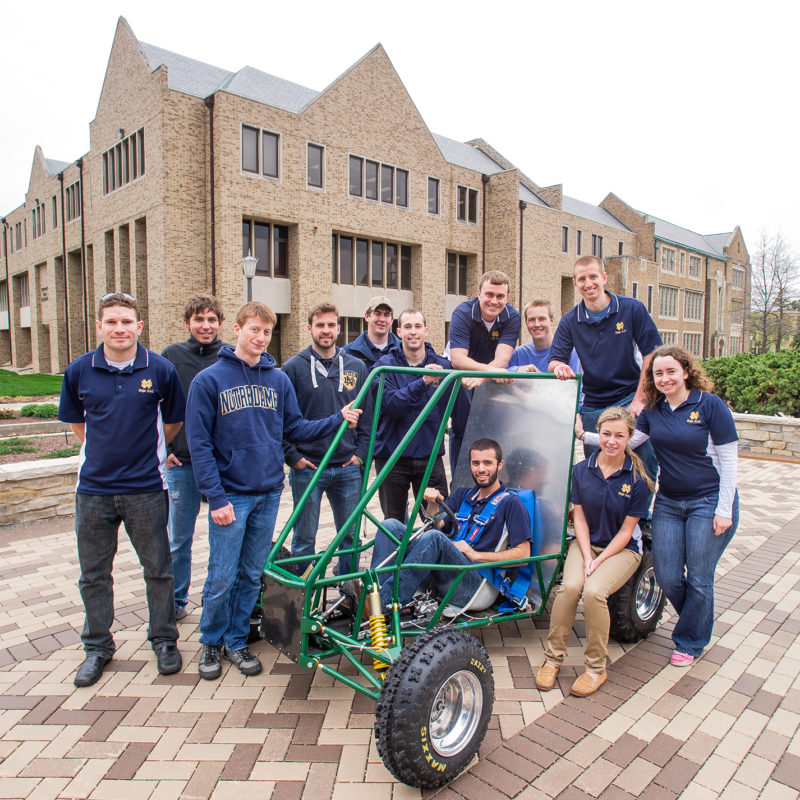 Baja Club team with cart in front of Fitzpatrick Hall